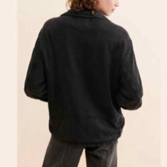 Free People Moto Jacket Rebel Rebel Black Knit Large New - Picture 2 of 12